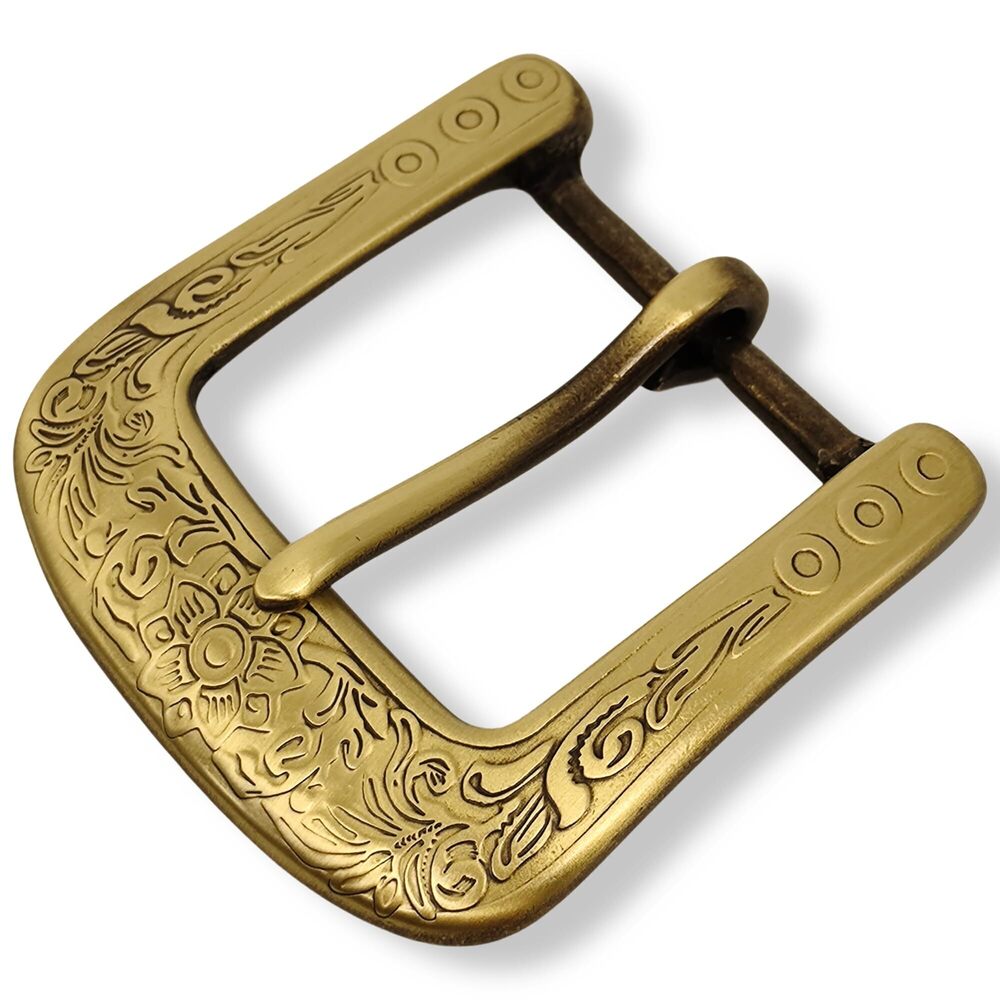 2833 Vintage Floral Engraved Belt Buckle, 1.6 inch40mm Single Prong Solid